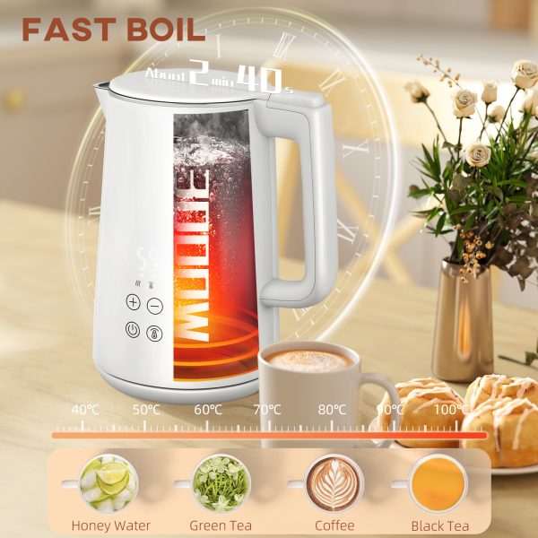 HOMCOM 1.5L 3000W Fast Boil Electric Kettle and 2 Slice Toaster Set, White - Image 3