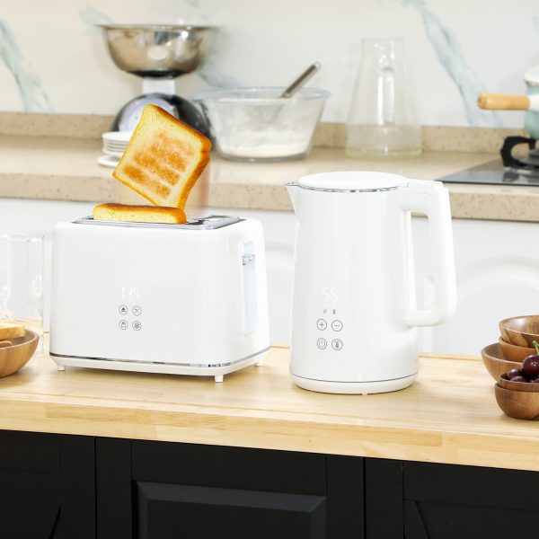 HOMCOM 1.5L 3000W Fast Boil Electric Kettle and 2 Slice Toaster Set, White - Image 2
