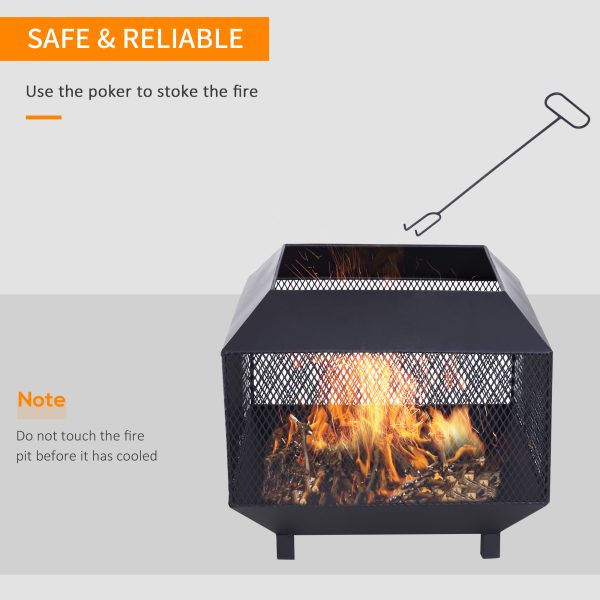 Outsunny Fire Pit, Square Shape, Steel-Black - Image 3