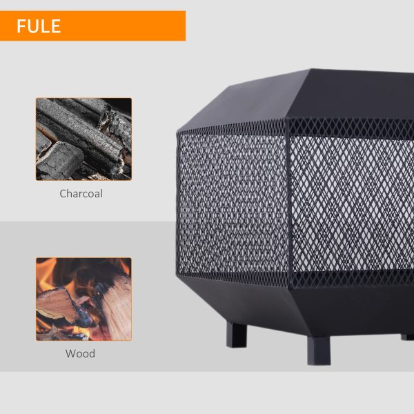 Outsunny Fire Pit, Square Shape, Steel-Black - Image 6