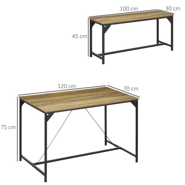 HOMCOM Dining Table and Bench Set for 4, Modern Kitchen Table & 2 Benches - Image 5