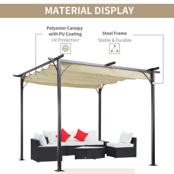 3x3m Outdoor Pergola Metal Gazebo Porch Awning Retractable Canopy Outsunny - Image 3