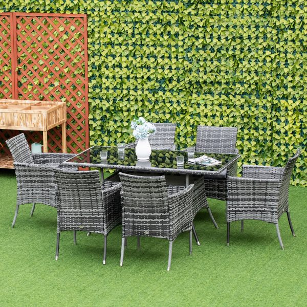 7pc Rattan Garden Furniture Dining Set Wicker Patio Conservatory Seater - Image 2