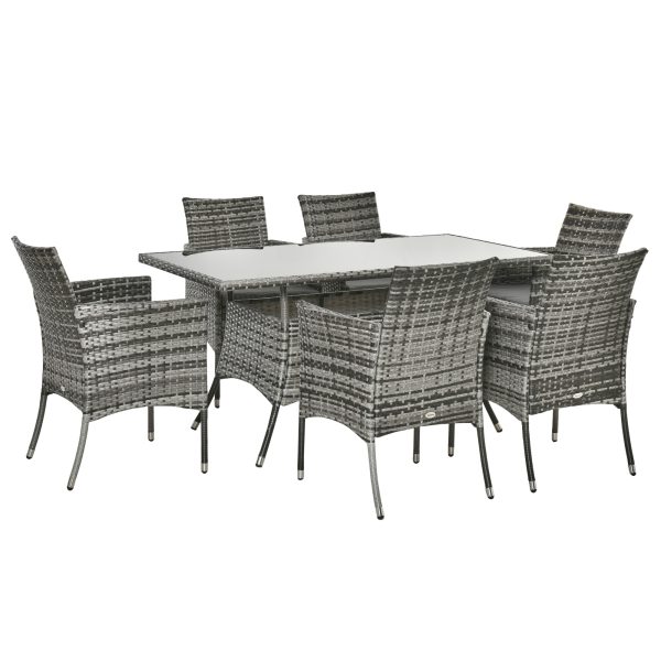 7pc Rattan Garden Furniture Dining Set Wicker Patio Conservatory Seater