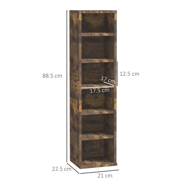HOMCOM Set of 2 CD Media Display Shelf Unit Tower Rack Adjustable, Rustic Brown - Image 3