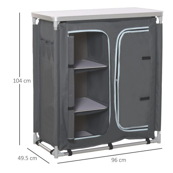 Outdoor Aluminum 3-shelf Camping Cupboard Kitchen Station Cook Table Outsunny - Image 5