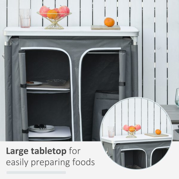 Outdoor Aluminum 3-shelf Camping Cupboard Kitchen Station Cook Table Outsunny - Image 3