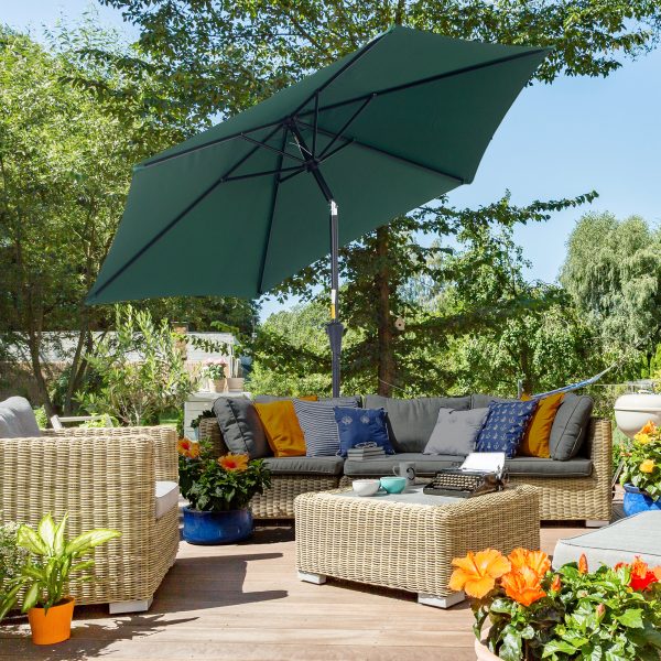 Patio Umbrella Parasol Sun Shade Garden Aluminium Green 2.7M - Image 2
