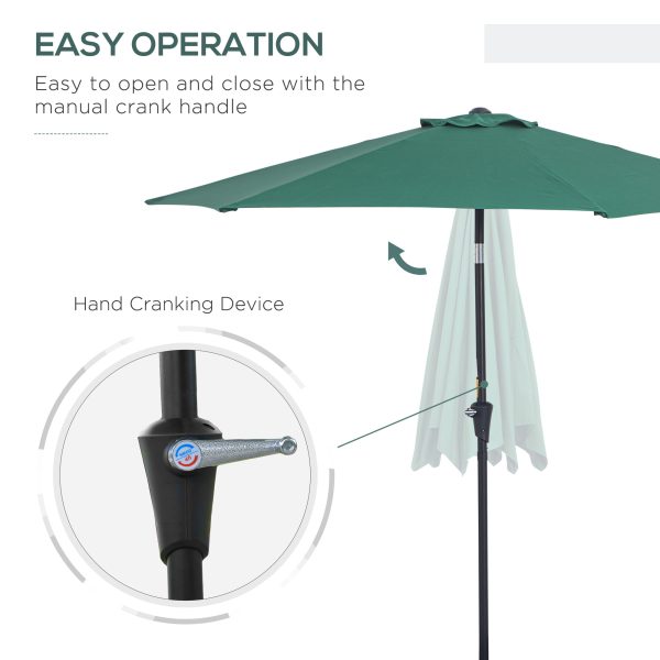 Patio Umbrella Parasol Sun Shade Garden Aluminium Green 2.7M - Image 3