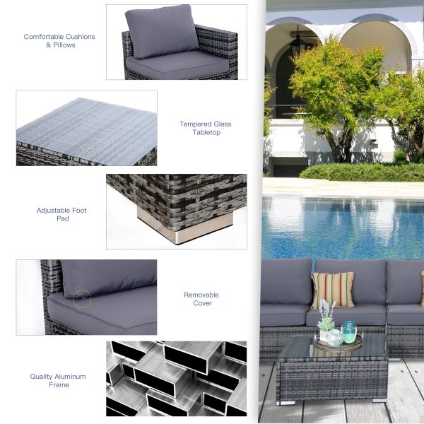 Rattan Set, 4 PC-Grey - Image 6