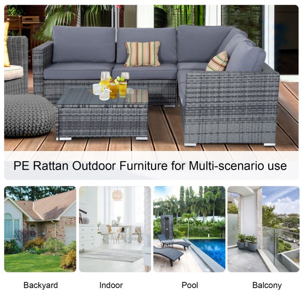 Rattan Set, 4 PC-Grey - Image 4