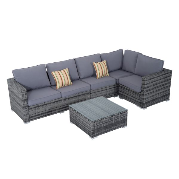 Rattan Set, 4 PC-Grey