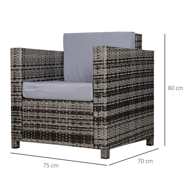 Rattan Outdoor Garden Single Sofa Armchair Grey - Image 5