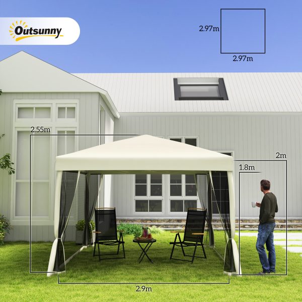 3x3m Pop Up Gazebo W/ Mesh Walls-Tan - Image 5
