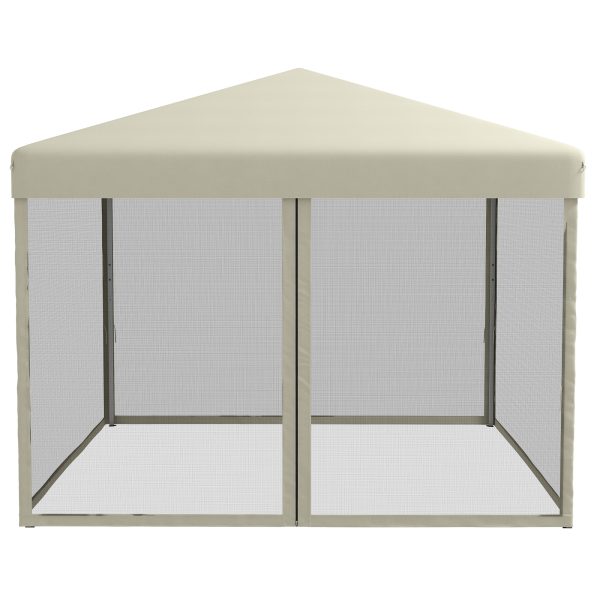 3x3m Pop Up Gazebo W/ Mesh Walls-Tan - Image 7