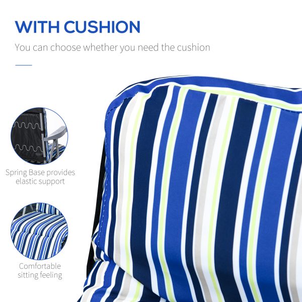 Set of 2 Adjustable Sun Lounger Recliner Reclining Seat Blue and White - Image 3