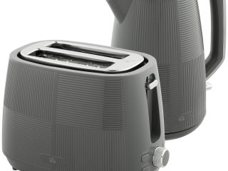 HOMCOM 1.7L Fast Boil Electric Kettle and 2 Slice Water Toaster Set, Grey