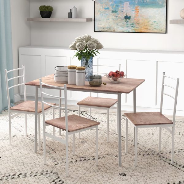 HOMCOM 5 Piece Dining Table and Chairs Set, Space Saving Table and 4 Chairs - Image 2