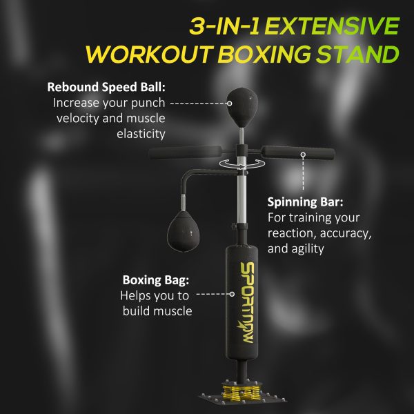 SPORTNOW Boxing Bag, Freestanding Punching Bag with Reflex Bar, Speed Balls - Image 3