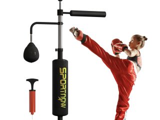 SPORTNOW Boxing Bag, Freestanding Punching Bag with Reflex Bar, Speed Balls