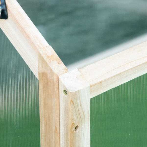Wooden Cold Frame Greenhouse Garden Polycarbonate Grow House, Natural Outsunny - Image 7