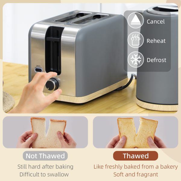 HOMCOM 1.7L Electric Fast Boil Kettle and 2 Slice Toaster Set, Grey - Image 4