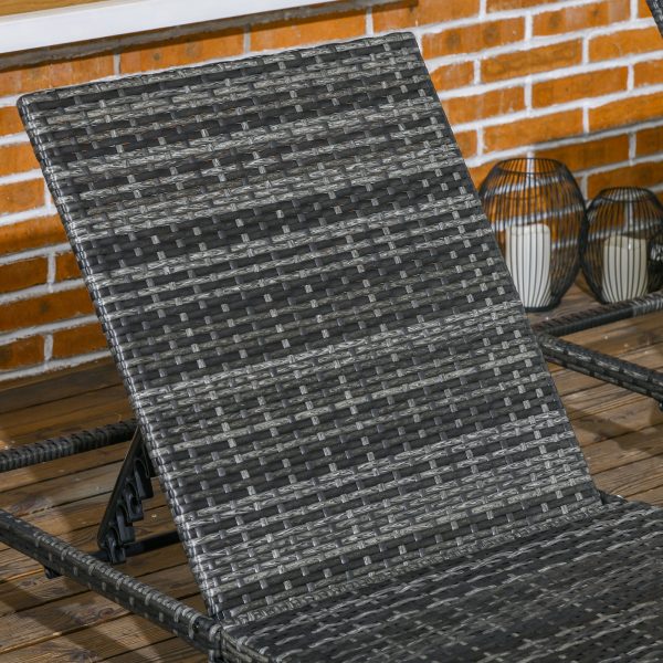 Outsunny 2 Pieces Rattan Sun Loungers with Padded Cushion for Poolside - Image 8