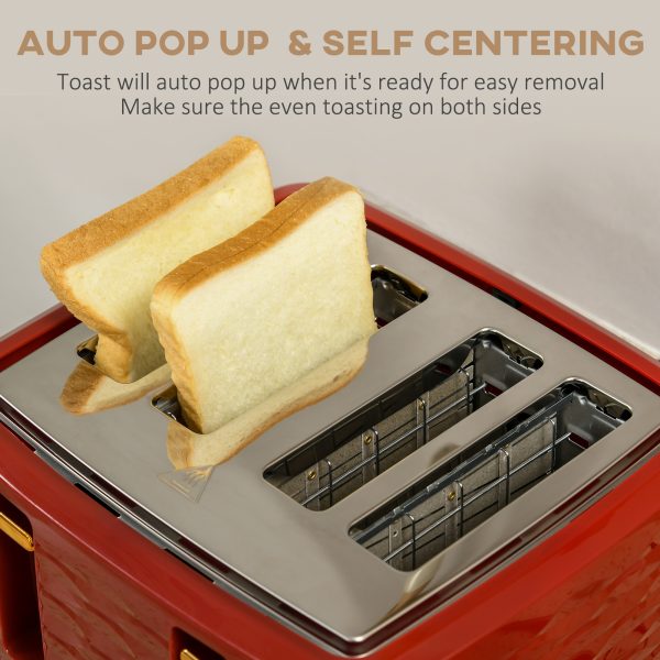 HOMCOM Kettle and Toaster Set 1.7L Rapid Boil Kettle & 4 Slice Toaster Red - Image 6