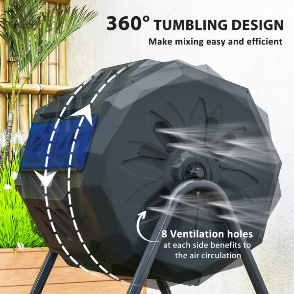 Outsunny 160L Outdoor Tumbling Compost Bin with Dual Chamber, Blue - Image 4