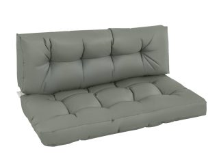 2Pcs Garden Tufted Pallet Cushion Seat Pad Back Cushion Patio Dark Grey