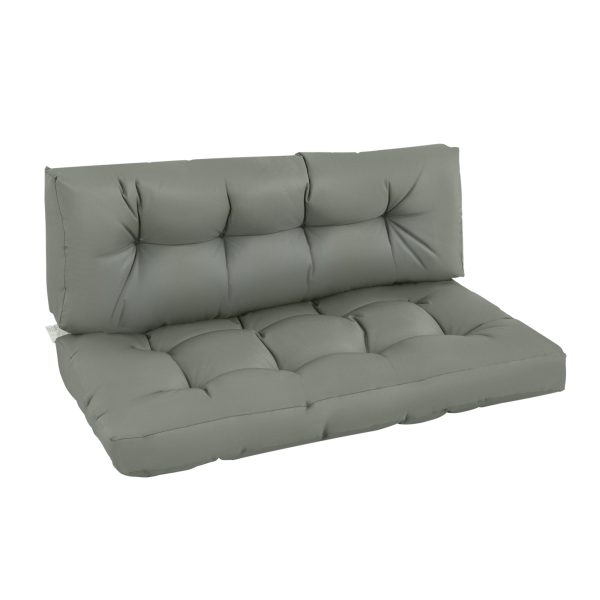 2Pcs Garden Tufted Pallet Cushion Seat Pad Back Cushion Patio Dark Grey