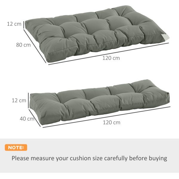 2Pcs Garden Tufted Pallet Cushion Seat Pad Back Cushion Patio Dark Grey - Image 5