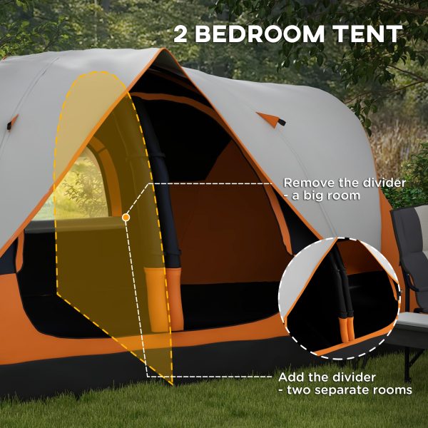 Outsunny 2 Room Camping Tent with Waterproof Rainfly & Screen Panels - Image 4