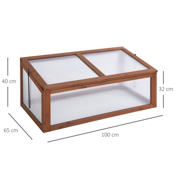 Square Wooden Outdoor Greenhouse for Plants PC Board 100 x 65 x 40cm - Image 5