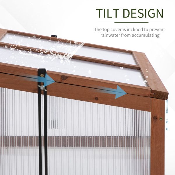 Square Wooden Outdoor Greenhouse for Plants PC Board 100 x 65 x 40cm - Image 3