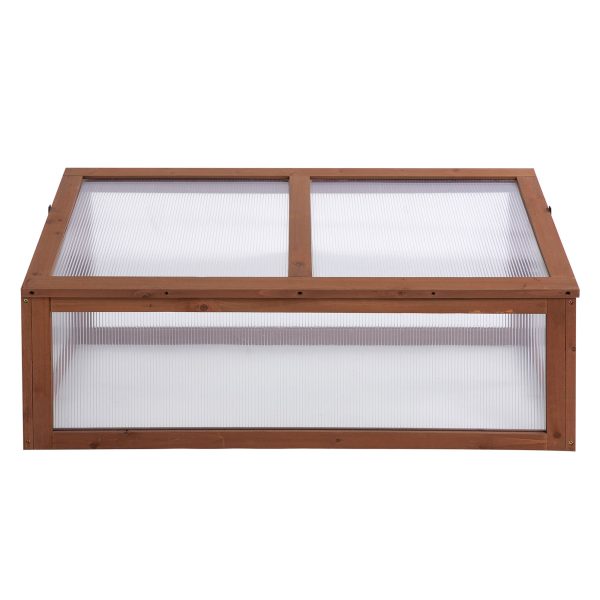 Square Wooden Outdoor Greenhouse for Plants PC Board 100 x 65 x 40cm - Image 8