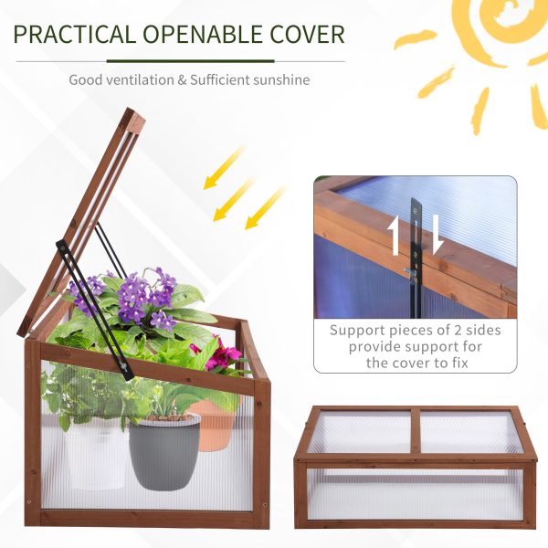 Square Wooden Outdoor Greenhouse for Plants PC Board 100 x 65 x 40cm - Image 6