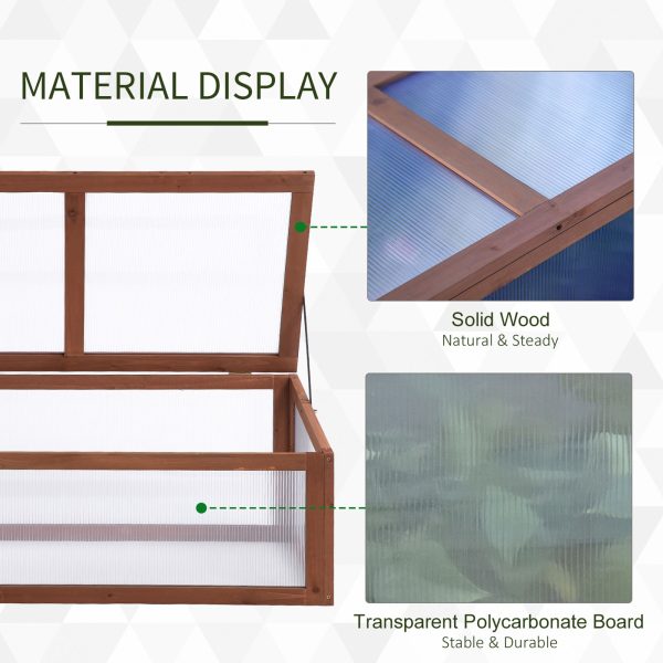 Square Wooden Outdoor Greenhouse for Plants PC Board 100 x 65 x 40cm - Image 4