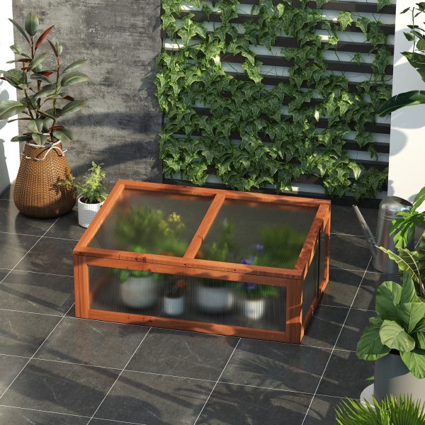 Square Wooden Outdoor Greenhouse for Plants PC Board 100 x 65 x 40cm - Image 2