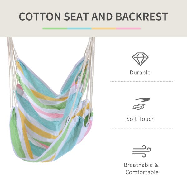 Hanging Swing Chair-Multi-colour stripes, white rope - Image 4