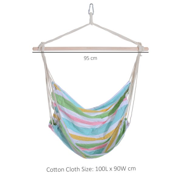 Hanging Swing Chair-Multi-colour stripes, white rope - Image 5