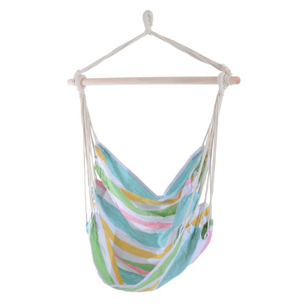 Hanging Swing Chair-Multi-colour stripes, white rope - Image 8