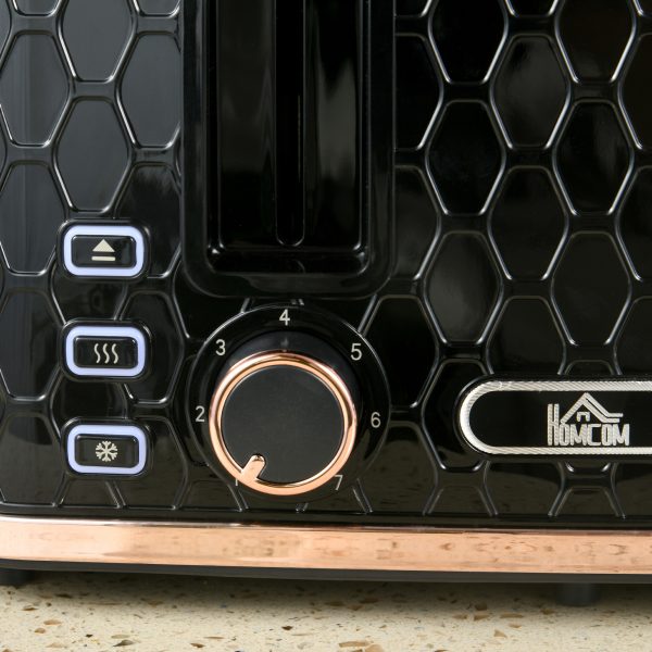 HOMCOM 1.7L Kettle and Toaster Set with Defrost, Reheat and Crumb Tray, Black - Image 7