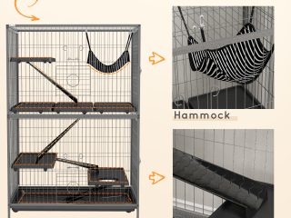 PawHut Small Animal Cages for Chinchilla Ferret Kitten on Wheels W/ Hammock Tray
