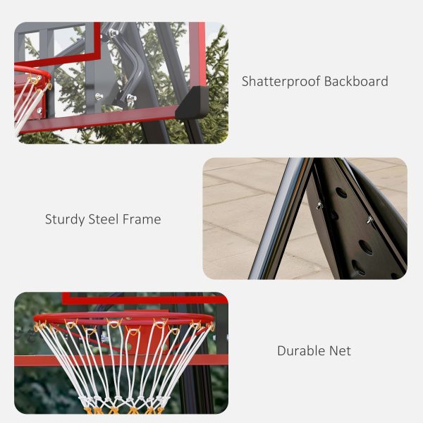 SPORTNOW Adjustable Basketball Hoop with Weighted Base, 2.4-2.9m, Red - Image 8