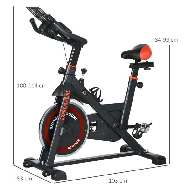 HOMCOM 8kg Flywheel Exercise Bike with Adjustable Height, Resistance, Black - Image 5