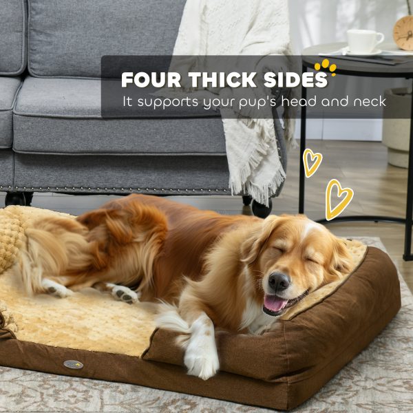 PawHut Dog Bed Calming Pet Bed Dog Mattress for Large Dogs - Brown - Image 4