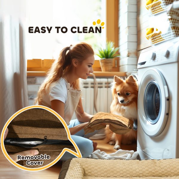 PawHut Dog Bed Calming Pet Bed Dog Mattress for Large Dogs - Brown - Image 8