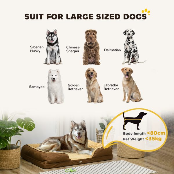 PawHut Dog Bed Calming Pet Bed Dog Mattress for Large Dogs - Brown - Image 3