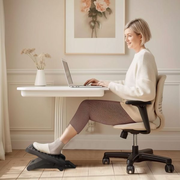 HOMCOM Foot Rest Adjustable Height and Angle Home Office Footstool Black - Image 8